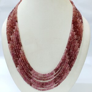 Pink Tourmaline Necklace: Shaded Rondelle Beads, October Birthstone
