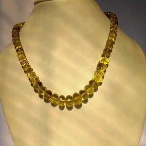 Lemon Quartz Beaded Necklace: Faceted Rondelle Gemstone Strand