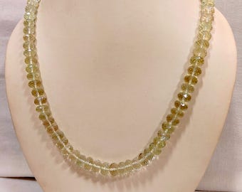 Green Amethyst Beaded Necklace: Rondelle Faceted Gemstone Jewelry