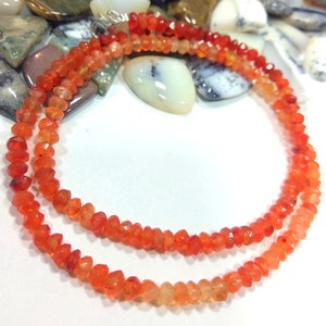 Shaded Carnelian Beaded Necklace: 4-5mm Faceted Rondelle Gemstone