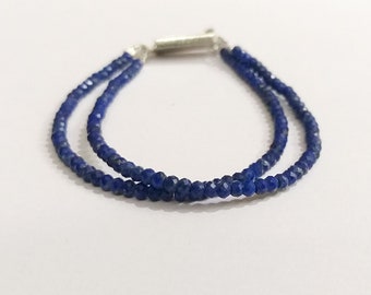 Lapis Lazuli Jewelry Bracelet, Lapis Lazuli Handmade Jewelry Faceted Rondelle Beads Bracelet, Lapis Lazuli 2 Layer Bracelet For Loved Ones