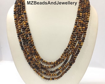 Tiger's Eye 5-Strand Necklace: Round Gemstone Beads