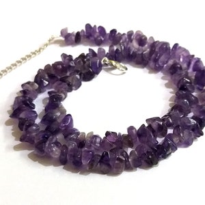 Natural Amethyst Necklace, Handmade Nuggets Amethyst Beads Necklace, Amethyst Chips Jewelry Necklace, Amethyst Gemstone Jewelry For Her