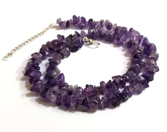 Handmade AAA Amethyst Nugget Necklace: Gemstone Chip Jewelry