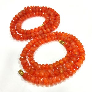 2 Line Lot AAA+ Carnelian Beads Necklace, Natural Carnelian Jewelry Necklace, Carnelian Gemstone 7-11mm Faceted Rondelle Necklace