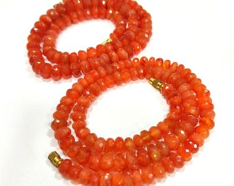 AAAカーネリアンネックレス：8mmの滑らかなロンデル宝石ビーズ