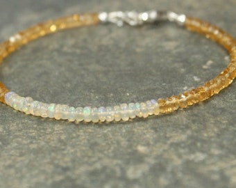 Ethiopian Opal Bracelet: Citrine & Beaded Gemstone Jewelry