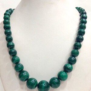 AAA Green Malachite Rondelle Necklace: Natural Gemstone Beads, 19 Inch