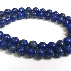 AAA+ Lapis Lazuli Necklace: Sterling Silver Clasp, Handmade Beaded Gemstone