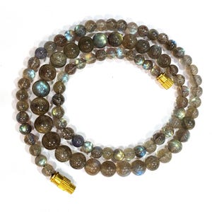 Natural Labradorite Necklace, Labradorite Plain Round Beads Necklace, Handmade LABRADORITE Necklace, Blue Fire Labradorite Stone Necklace