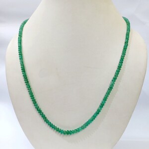 Handmade Emerald Rondelle Bead Necklace: Simple 19&quot; Gemstone Jewelry