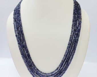 Iolith Rondell Perlenkette: AAA Blauwassersaphir, 50cm