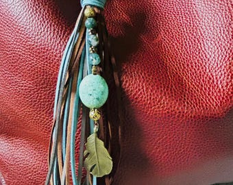 Browns and Blues Tassel and Beads Purse Flair