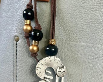 Silver Tone Charms and Leather PURSE BLING