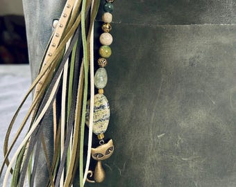 Cat Charm Tassel and Beads Flair