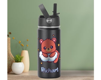 Personalized Kids Water Bottle | Personalized Insulated Water Bottle | Custom Name Water Tumbler with Animals | Personalized Water Bottle