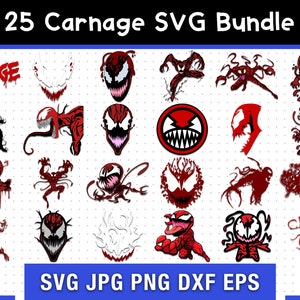 25 Carnage SVG Bundle, Carnage SVG Template, Digital SVG, Sublimation, Cricut File, Movie Sketched Svg Pdf Png image 1