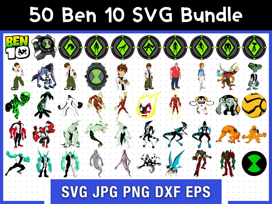 50 Ben 10 SVG Bundle, Ben 10 SVG, Digital SVG, Sublimation, Cricut File ...