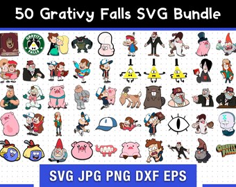 50 bundle SVG di Grativy Falls, modello SVG di Grativy Falls, SVG digitale, sublimazione, file Cricut, film abbozzato Svg / Pdf / Png