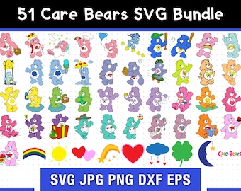 51 Care Bears SVG Bundle, Care Bears SVG Template, Digital SVG, Sublimation, Cricut File, Movie Sketched Svg | Pdf | Png
