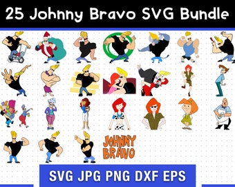 50 Pacchetto SVG Johnny Bravo, Johnny Bravo SVG, SVG digitale, sublimazione, file Cricut, film abbozzato Svg / Pdf / Png