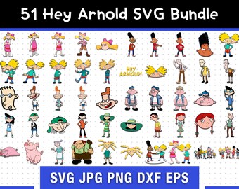 51 Hey Arnold SVG Bundle, Hey Arnold SVG Template, Digital SVG, Sublimation, Cricut File, Movie Sketched Svg | Pdf | Png