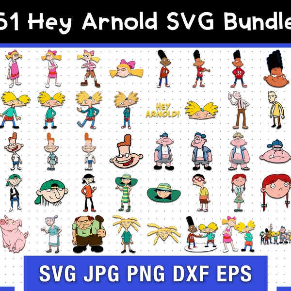 51 Hey Arnold SVG Bundle, Hey Arnold SVG Template, Digital SVG, Sublimation, Cricut File, Movie Sketched Svg | Pdf | Png