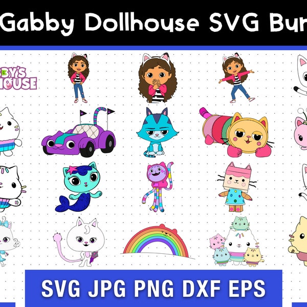 20 Gabby Dollhouse SVG Bundle, Gabby Dollhouse SVG Template, Digital SVG, Sublimation, Cricut File, Movie Sketched Svg | Pdf | Png