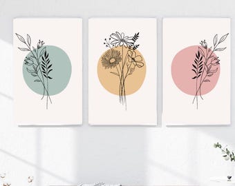 Botanical Line Art Print Set: Minimalist Boho Wall Decor (Digital Download