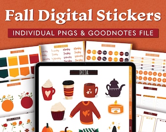Fall Digital Sticker Bundle | Autumn Digital Stickers | Halloween Digital Stickers | GoodNotes stickers | Fall digital planner stickers