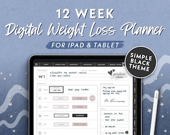 12 Week Weight Loss Digital Planner for GoodNotes, Notability, Noteshelf (Digital Download)