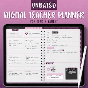 Undated Purple Landscape Teacher Digital Planner for iPad and Tablet | Teacher Digital Planner for GoodNotes, Notability, Noteshelf, Xodo