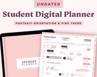 Undated Academic Digital Planner for iPad & Tablet | Vertical Student Digital Planner | GoodNotes, Noteshelf, Notability Study Planner