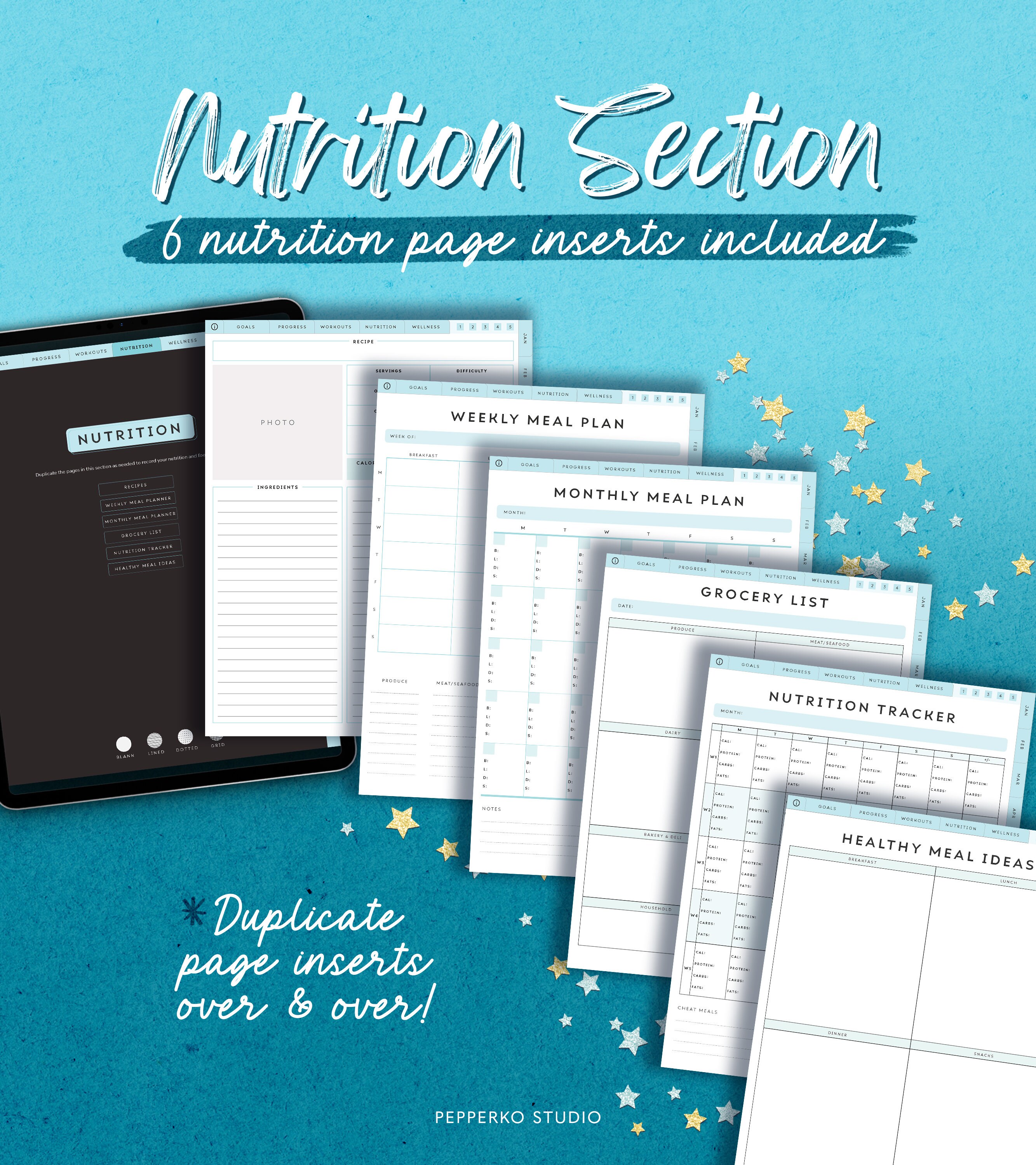 Portrait Fitness Digital Planner for iPad and Tablet | Undated Wellness ...