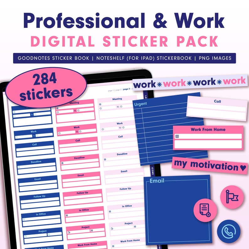 Professional and Work Digital Sticker Pack for Goodnotes, Noteshelf ...