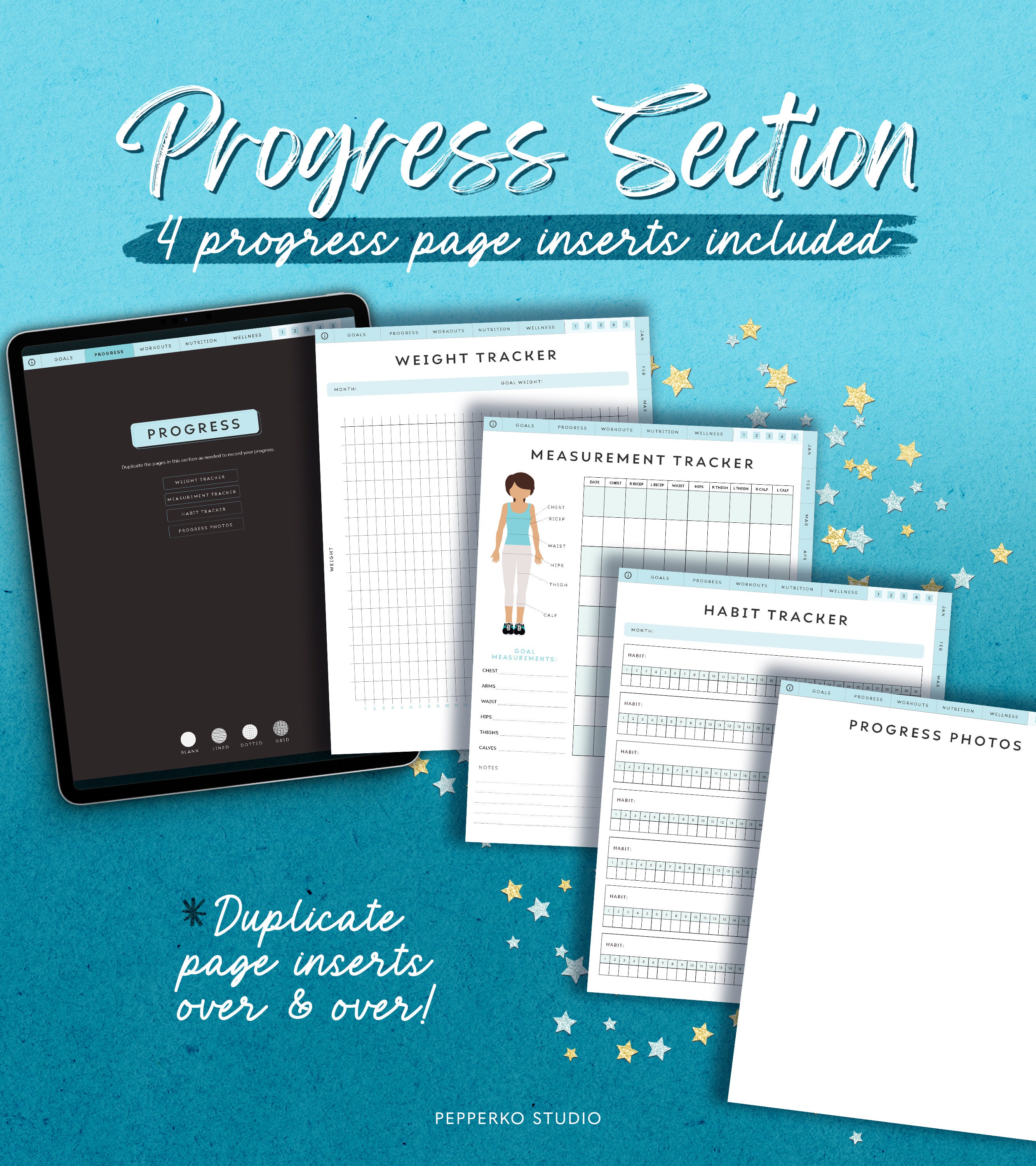 Portrait Fitness Digital Planner for iPad and Tablet | Undated Wellness ...