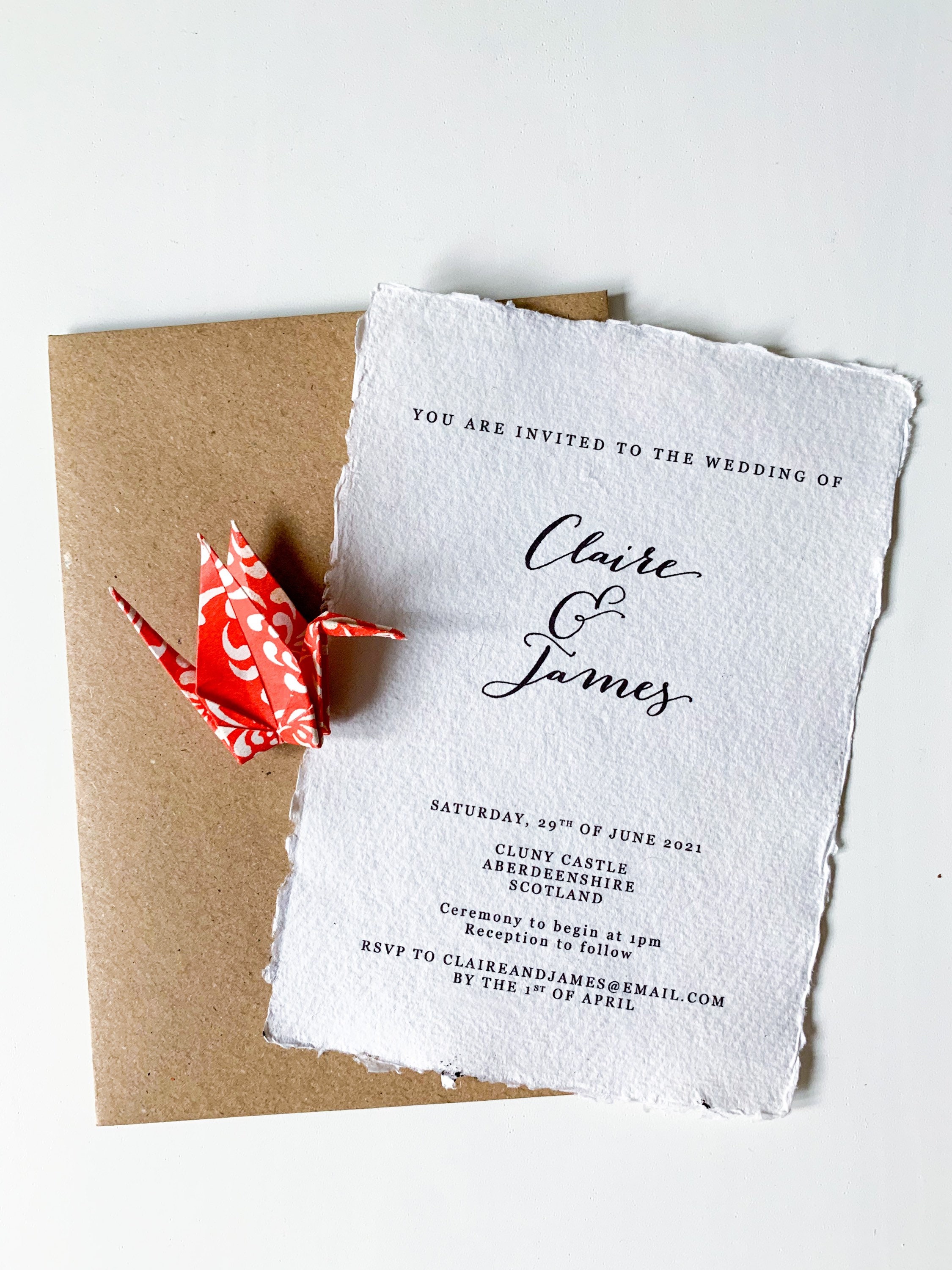 Invitations de mariage en papier de coton rustique Etsy