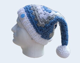Crocheted Jester Hat, Flying Type Gym Badge Inspired, Acrylic Yarn, Pom Pom Accent