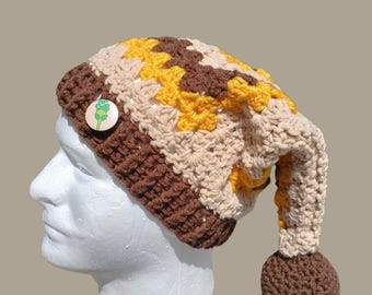 Crocheted Jester Hat, Ground Type Inspired, Pocket Monster, Acrylic Yarn, Geek Accessory