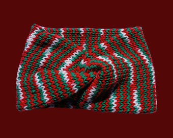 cozy knit ear warmer, christmas colors, twisted war warmer, handmade, Christmas, winter, gift for her, Christmas.