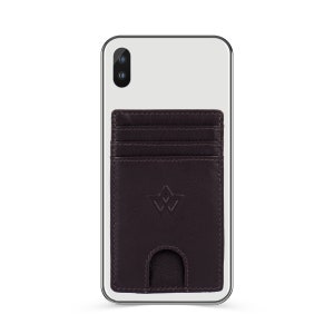 Porta-cartões/capa adesiva de couro genuíno para 3 cartões para capas de telefone em uma variedade de cores e acabamentos da WASAMA