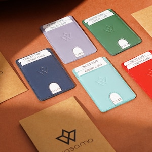Leather 2 card holder (stick-on) for phone case by Wasama | Colours Available | Two slots | RFID protection | The New Handy Compact