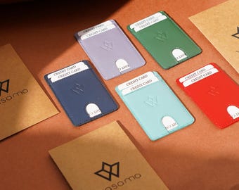 Leather Stick-On Phone Card Holder: RFID Blocking, Slim Wallet