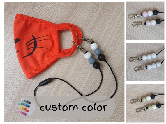 Silicone Beaded Face Mask Lanyard Face Mask Keeper With Breakaway Clasps Face Mask Chain Face Mask Lanyard With Clip