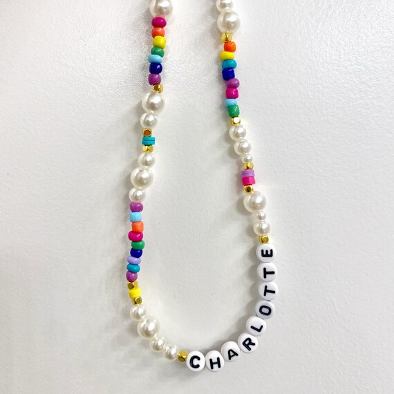 Pearl Beaded Name Necklace - Etsy