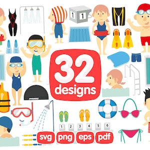 32 Zwemmen Clipart Bundel, Zwemmen Png, ZwemmenImages, Zwemmen graphics, Zwemmen illustratie, Zwemmen vector, Zwemmen afdrukken