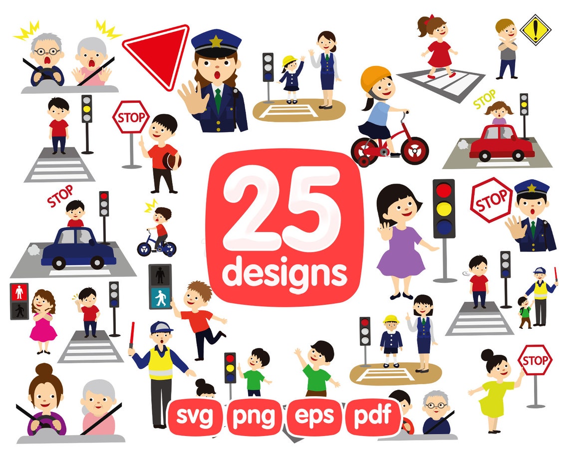 25 Traffic Safety Clipart Bundle Control Svg Confidence Etsy