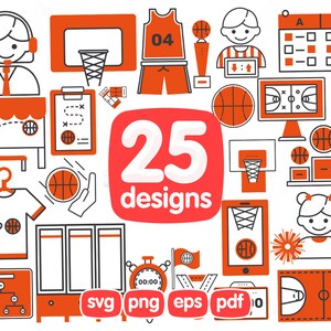 25 Basketball Icon Clipart Bundle