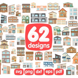 62 House Clipart Bundle, Home Clipart, Building Clipart, Edifice Clipart, Png, Svg, Cricut, Images, Printable, Illustration, Graphics, Icons