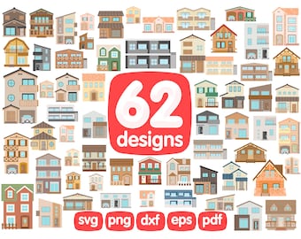 62 House Clipart Bundle, Home Clipart, Building Clipart, Edifice Clipart, Png, Svg, Cricut, Images, Printable, Illustration, Graphics, Icons